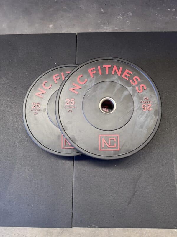 Bumper Plate 2 X 25kg Black Rubber with Colour Print **has white marks** - Showroom Stock 8