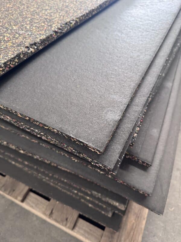 Premium Rubber Gym Mat – 1m x 1m x 15mm **SECONDS MIXED PLAIN BLACK AND GREY FLECK** - Showroom Stock 11